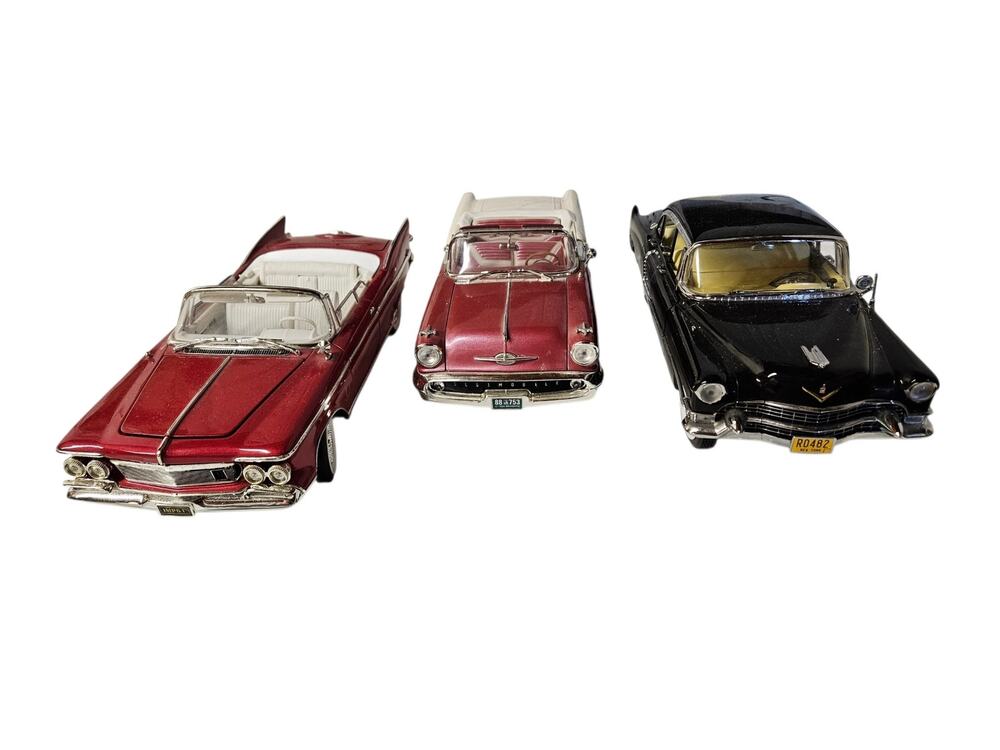 Three Various Classic Car Models, metal, heavy, very detailed.